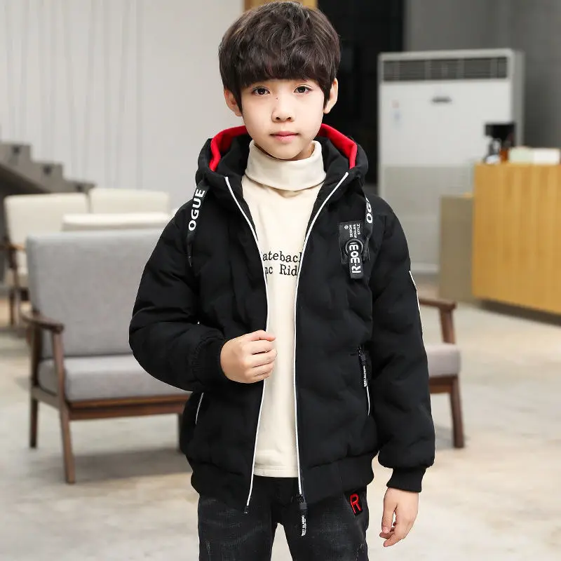 

Winter Polyester Jacket For Boy 2021 Korean Version Thicken Keep Warm Fashion Coat Handsome Hooded Casual Children's Clothing