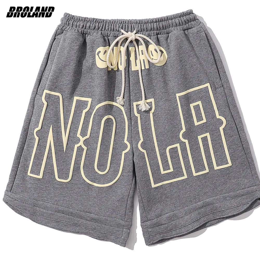 

Short Men Basketball Letters Print 2021 New Summer Hip Hop Oversized Polyester Casual Harajuku Streetwear Mesh Holes Short