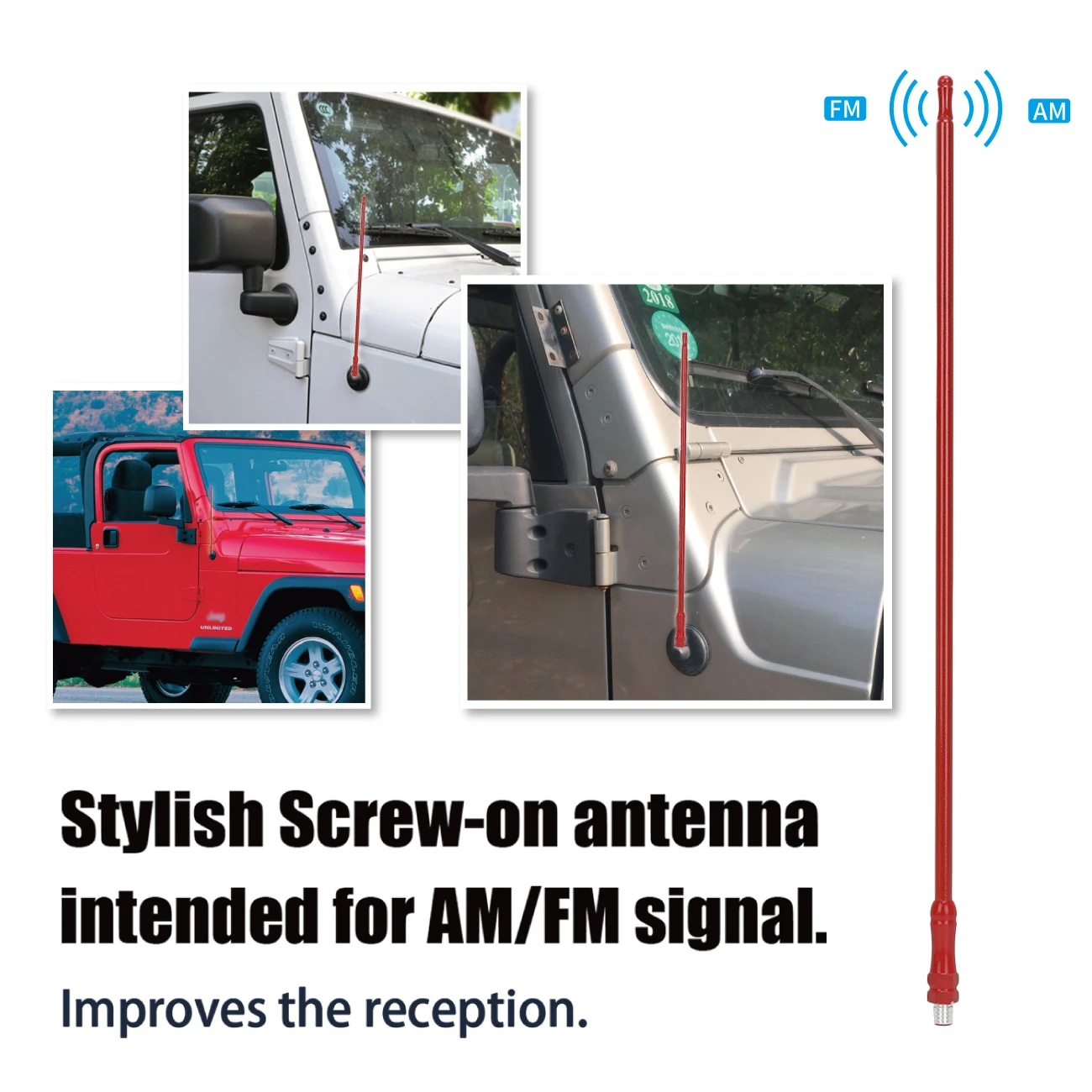 13 &quotAM FM Усилитель Сигнала Антенна радиоантенна мачта для Jeep Wrangler JK 2007-2018 с 8 мм