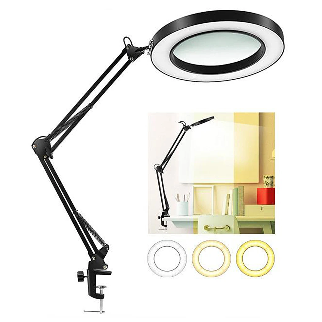 

5X Magnifier Lamp Swing Arm LED Magnifying Lamp Crafts Jewelry Repair Lamp