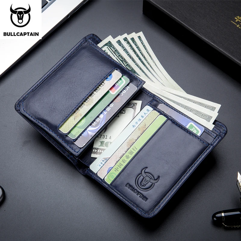 BULLCAPTAIN men's leather multifunctional business casual wallet vertical first layer cowhide youth anti-theft brush walle | Багаж и
