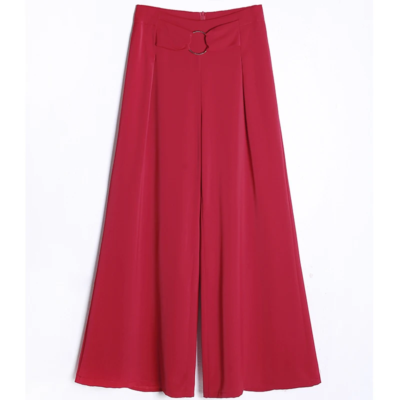 

Fashion Womens Wide Leg Pants Summer Elastic Waist Loose Casual Long Pants Vintage Loose Office Lady Black Trousers Plus Size