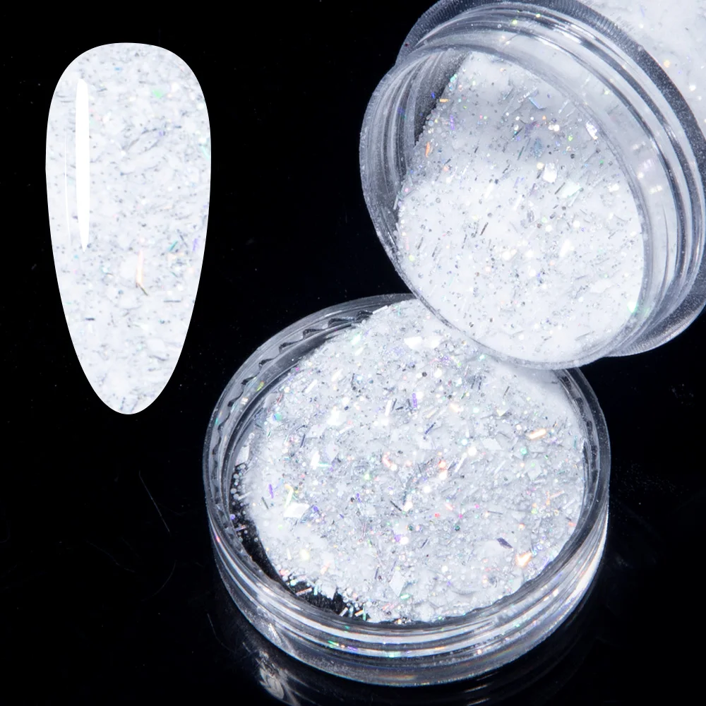 Акриловая пудра для наращивания ногтей ULOVKAYA голографический блестящий золотые