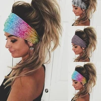 floral print turban headwrap sports elastic yoga hairband fashion cotton fabric wide for women hair accessories