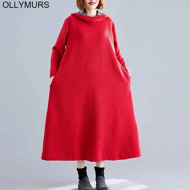 Большие размеры 2019 новое зимнее женское платье Vestidos хлопок утолщаются женские