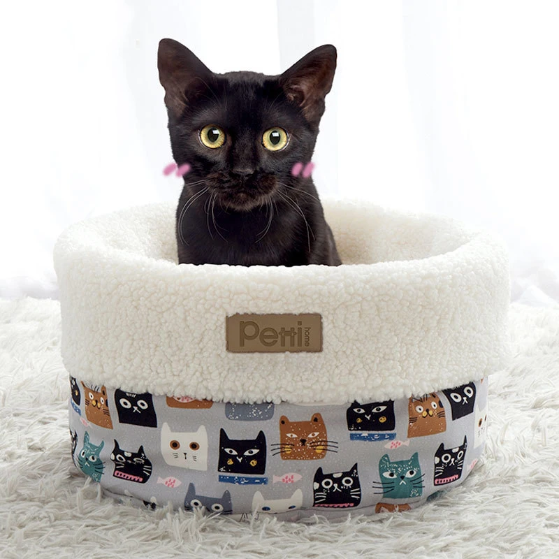 

Кашемировая кровать для собак и кошек, коврик для кошек, гнездовая Подушка, кровать для сна для домашних животных, круглая кровать для кошки,...