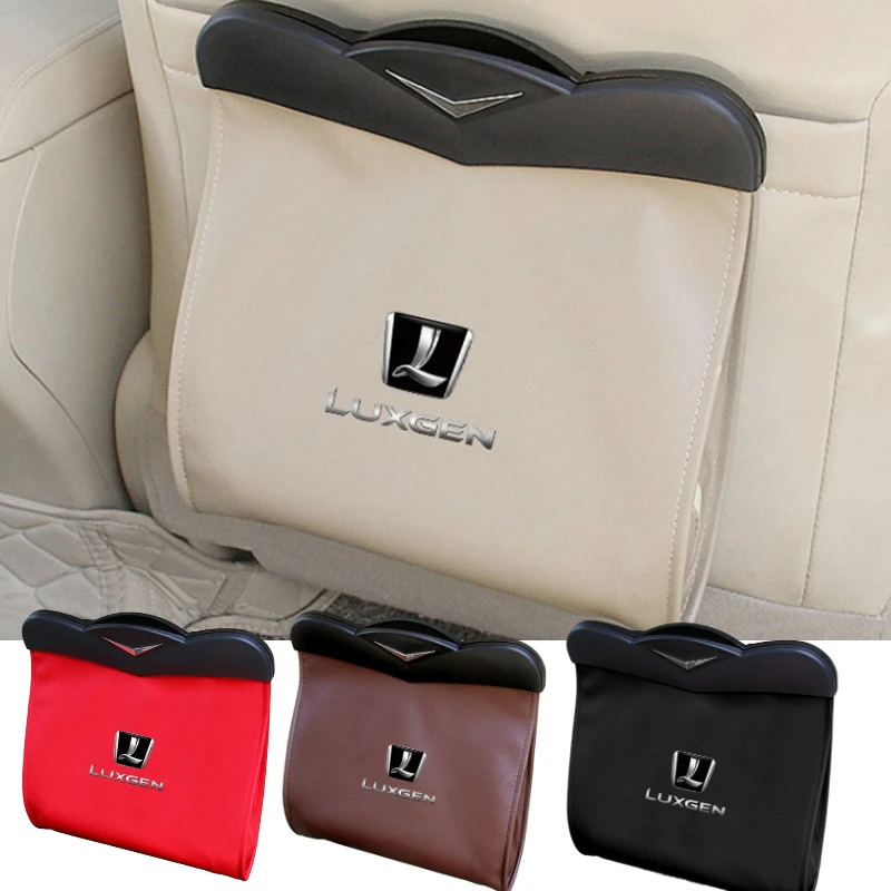 

Car Seat Back Hanging Leather Garbage Storage Bag Waterproof for Luxgen 3 5 7 U5 U6 U7 Master CEO MPV SUV 7 MPV 7 SUV U5 SUV S5