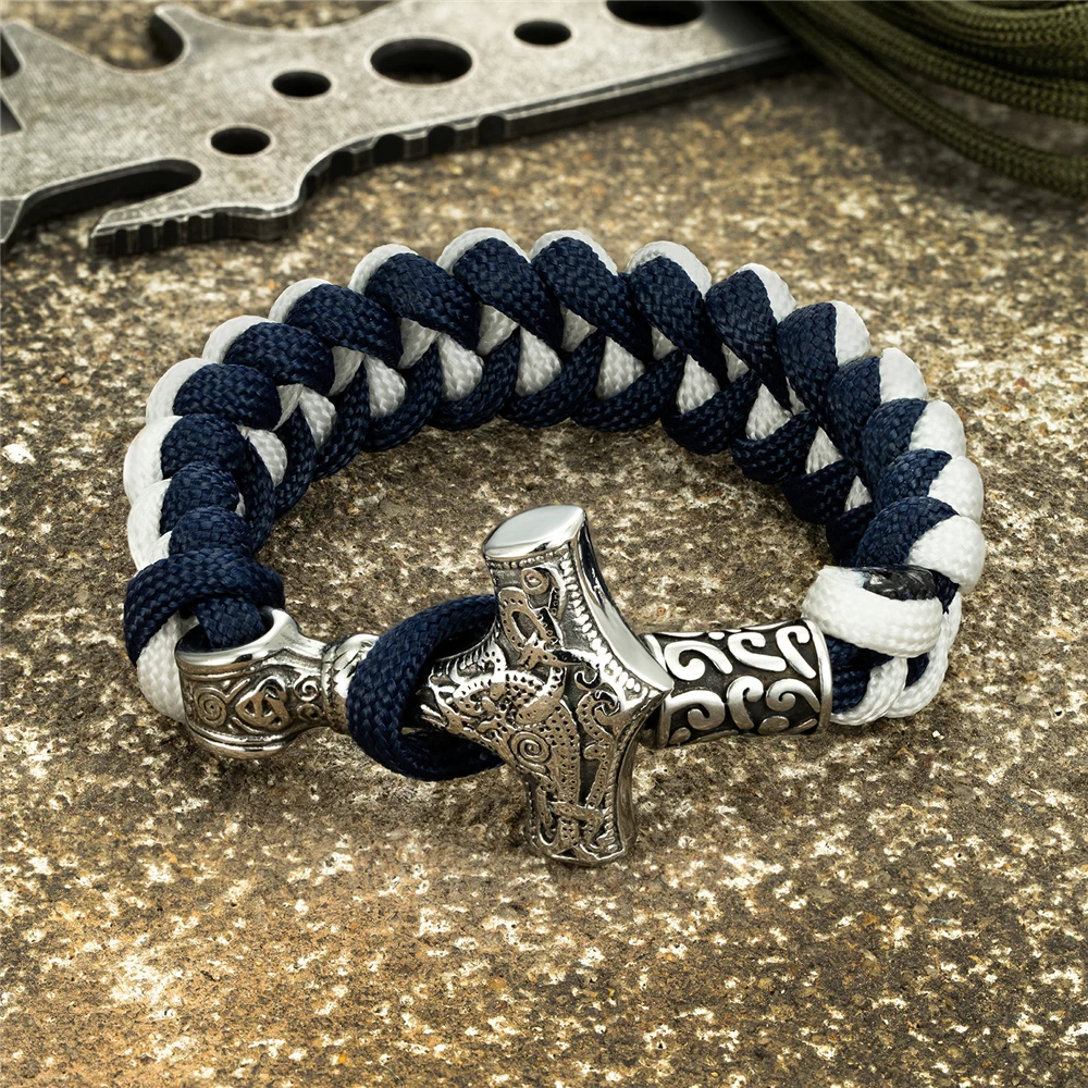Браслет Rock Vikings Mjolnir мужской из нержавеющей стали с якорем браслет Паракорда