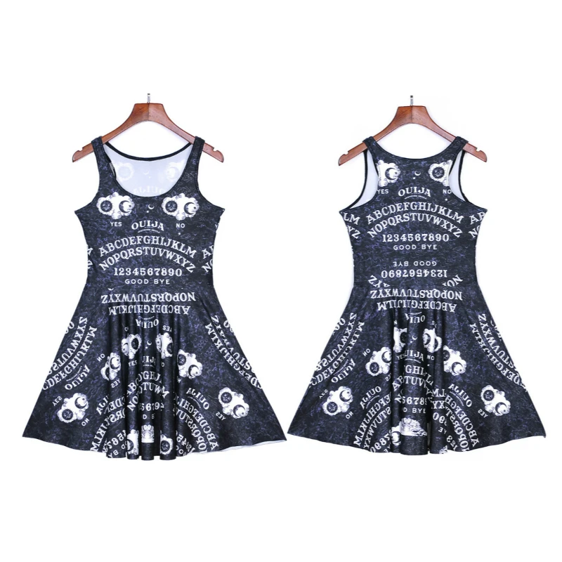 

Dress for Baby Girls Vest Top Pleated Tennis Skirt for Fat and Thin Girls Halloween Skeleton Pattern Women Dress Elastic Fabric