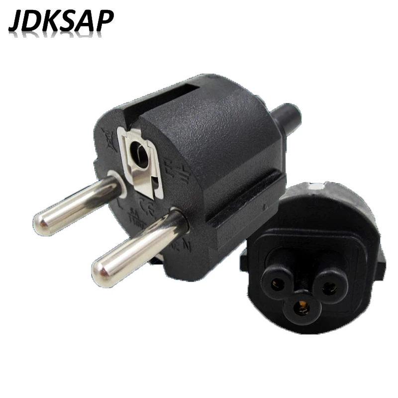 

1 шт., 250 В, 10 А, европейская вилка для сетевого кабеля, 2-контактный разъем, проводной конвертер для компьютерного адаптера питания