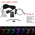 5 в 1 RGB светодиодный автомобильный светильник Интерьер окружающего светильник волоконно-оптический полоски светильник приложение Управление музыкальный плеер 8M волоконно-оптического диапазона автомобильные аксессуары
