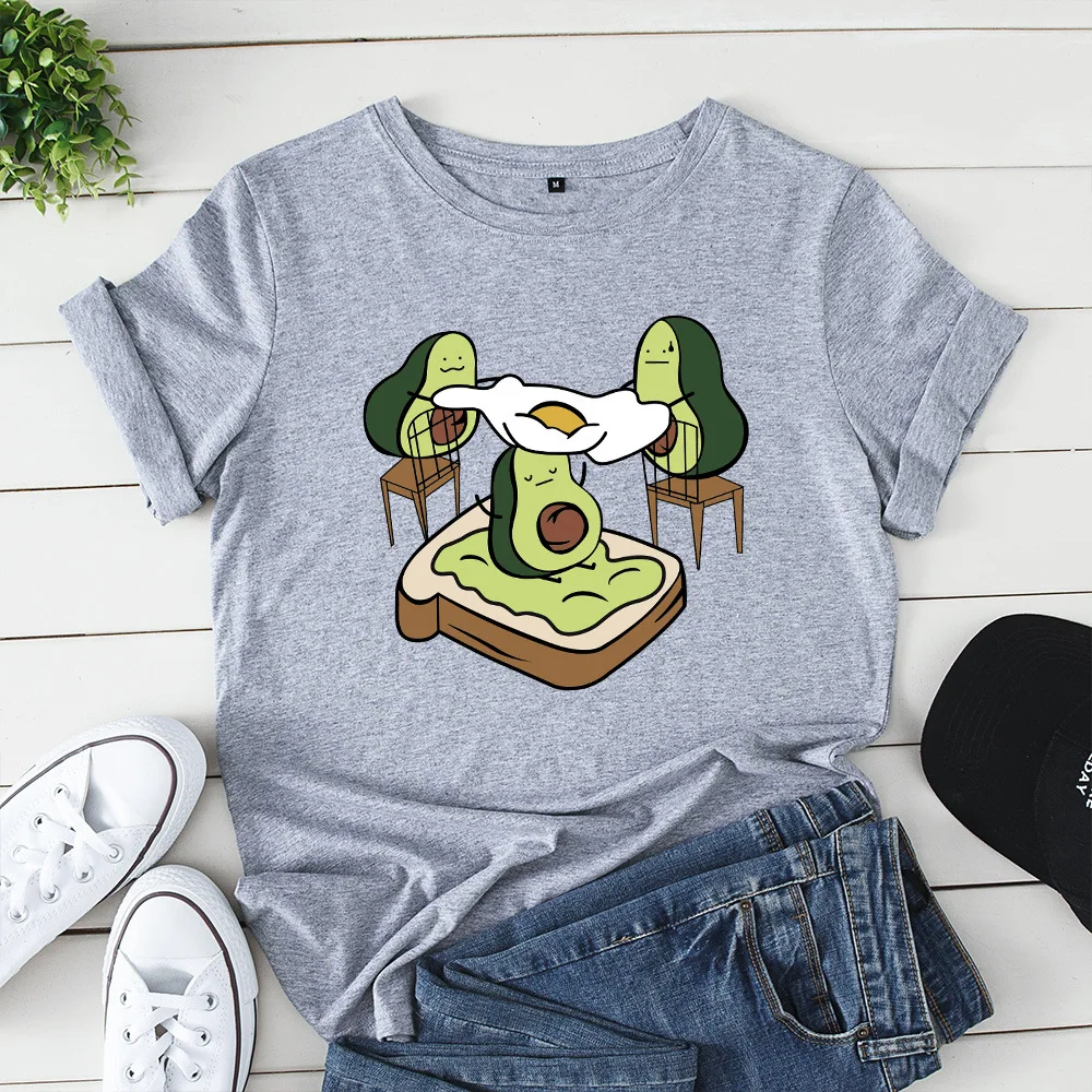 Футболка женская дышащая с коротким рукавом и принтом авокадо 100% хлопок | Женская