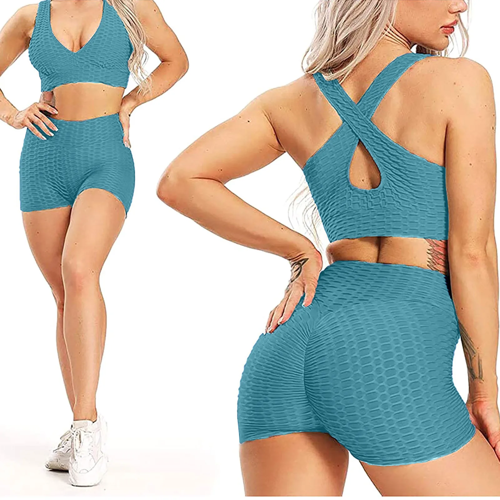 

Yoga Pants Flare leg High Waist Seamless 2PC Shorts Yoga Pants Leggings for Women High Waisted Butt Lifting Short