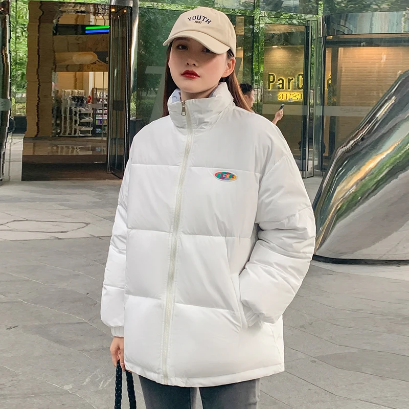 

2021 Solid Ladies Cotton Padded Coat Outwear Winter Woman's Short Jacket Thick Turn Down Collar Puffer Parkas for Female
