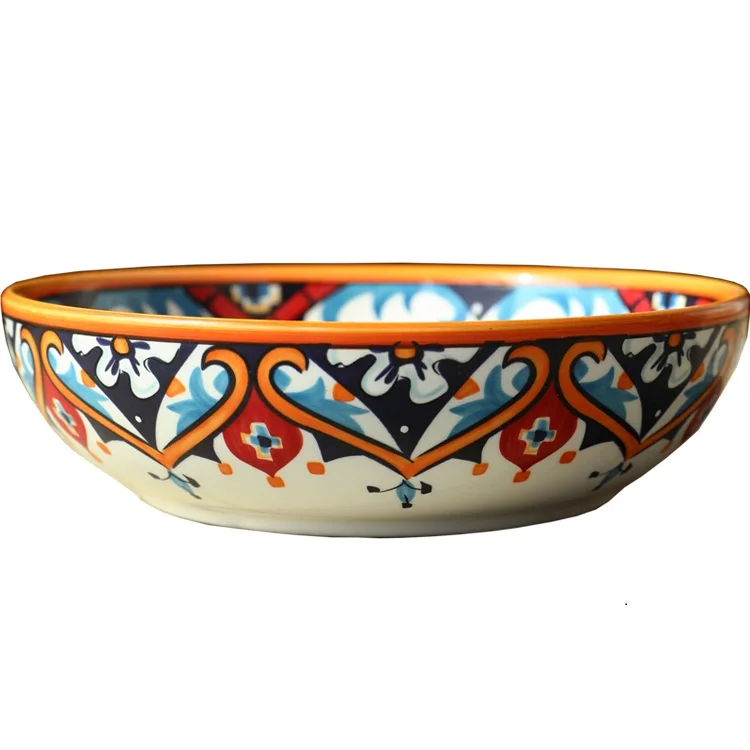 Керамическая глубокая посуда в богемном стиле подглазурь рисовое блюдо|Блюдца и