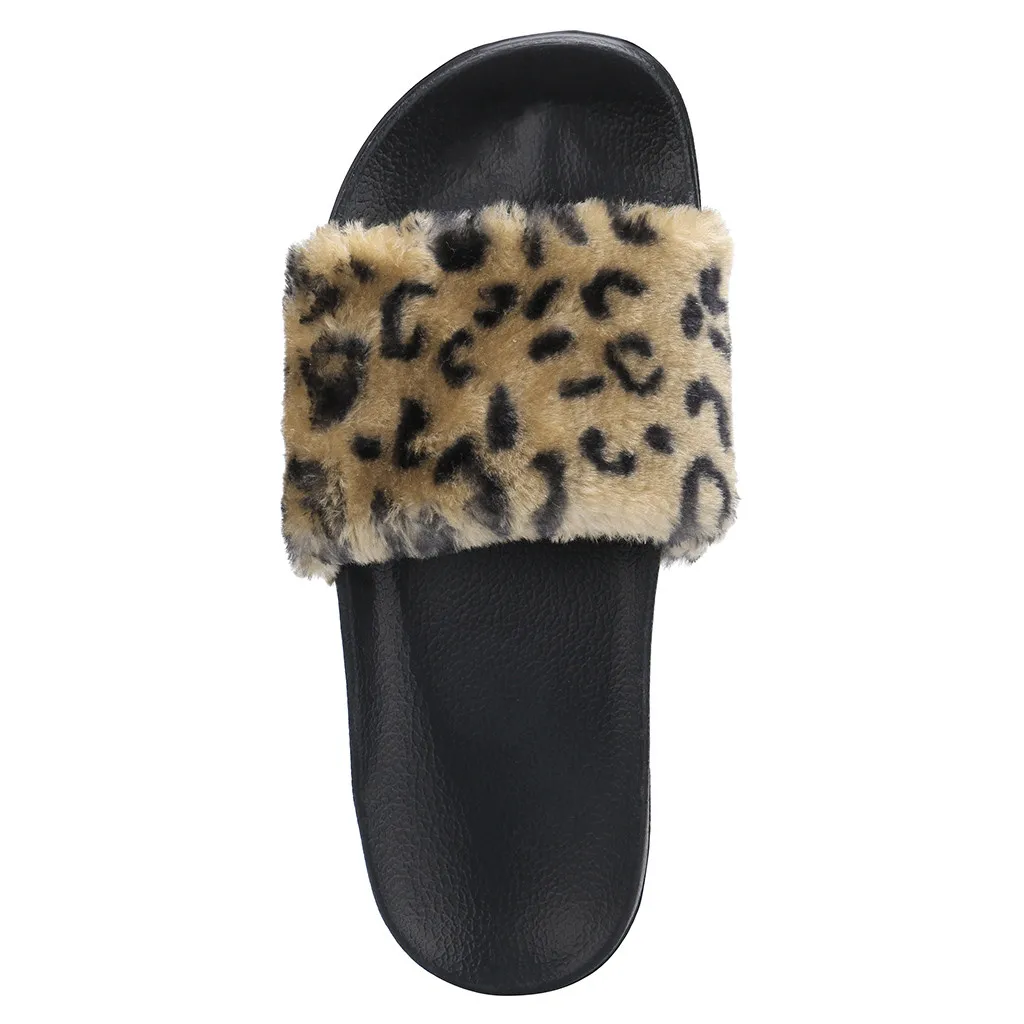 Женские слайдеры 2020 леопардовые пушистые сандалии из искусственного меха на