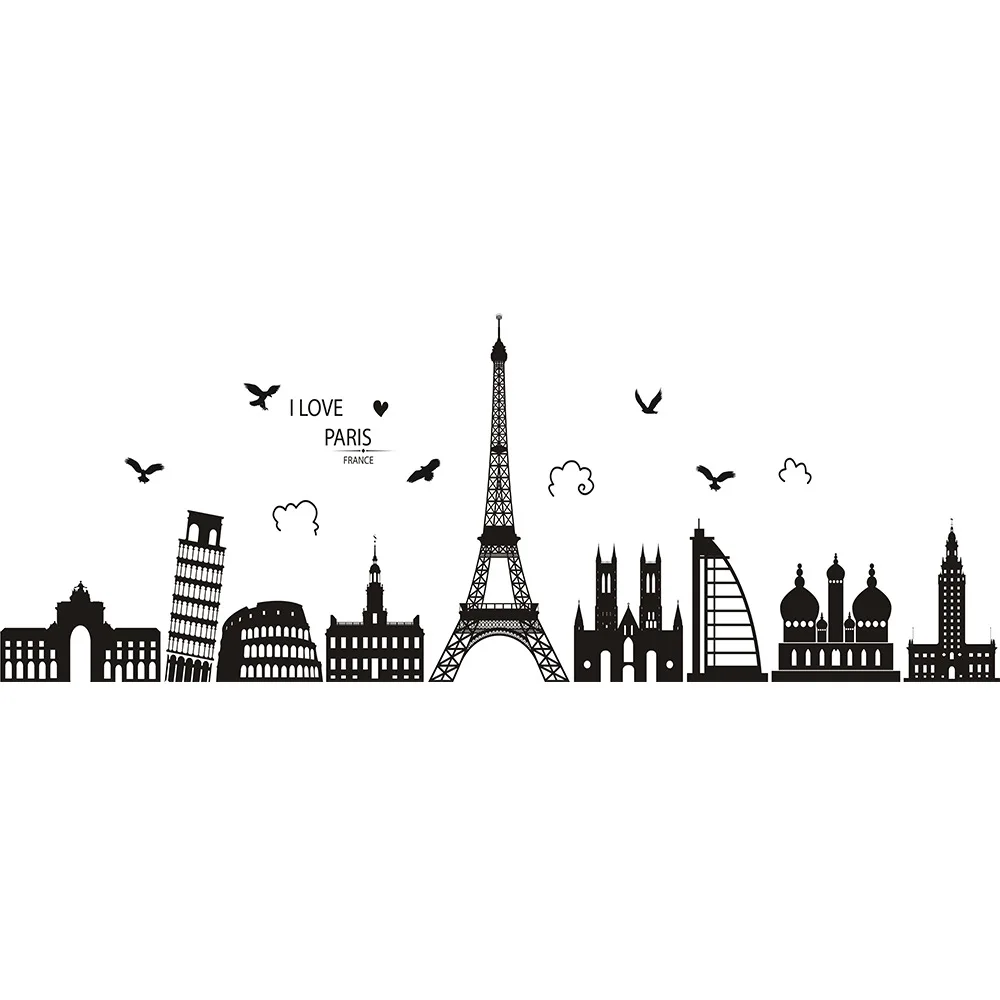 Современный городской черные настенные наклейки Белый Абстрактный Наклейки на