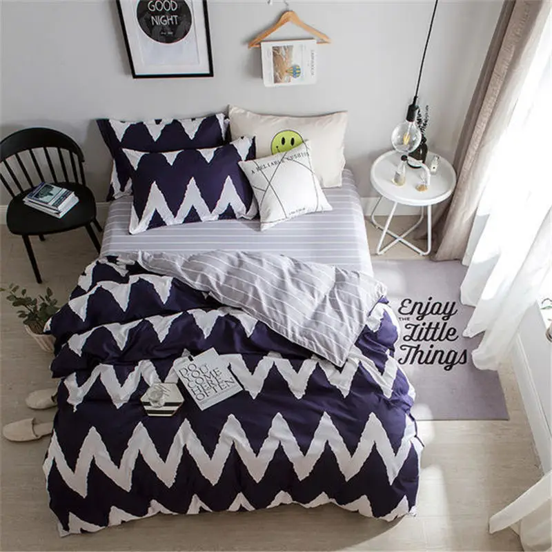 

Stripe 4pcs Girl Boy Kid Bed Cover Set Duvet Cover Adult Child Bed Sheets And Pillowcases Comforter Bedding Set 2TJ-61007