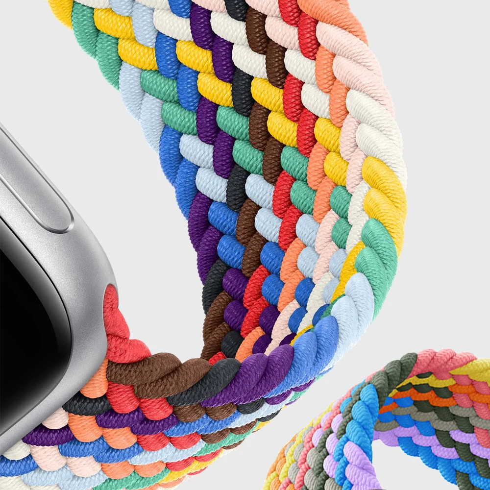 

Ремешок нейлоновый Плетеный для Apple Watch Band 44 мм 40 мм 42 мм 38 мм 44 мм, эластичный тканевый нейлоновый браслет для часов серии 3 4 5 SE 6 44