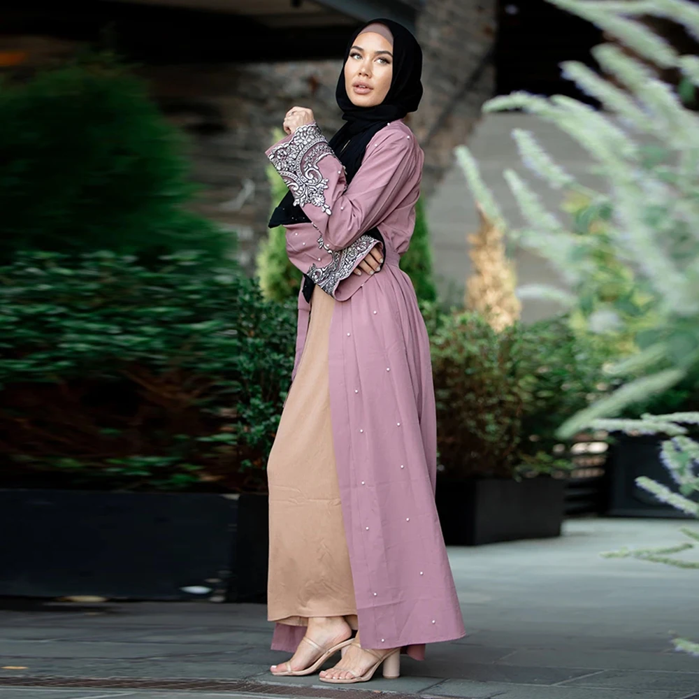 Женский халат кафтан Дубай абайя кимоно мусульманский кардиган хиджаб пальто