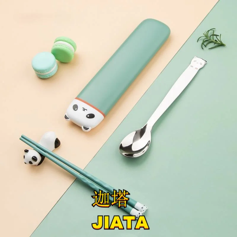 

Cutlery Portable Cutlery Set Silicone Bear Children's Chopsticks Portable Set Chopsticks Spoon Box Golden Spoon Fork Set