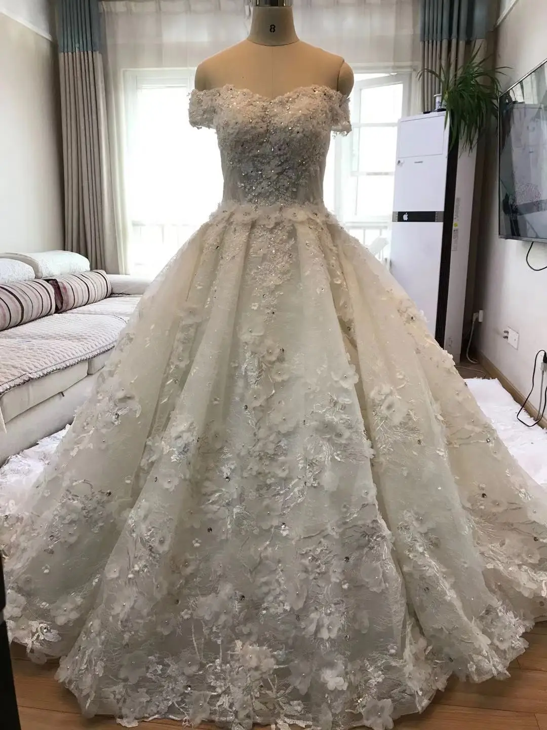 Лидер продаж; Robe De Mariee; платье с открытыми плечами; Милая Аппликация; 3d цветы; бальное платье принцессы; свадебные платья