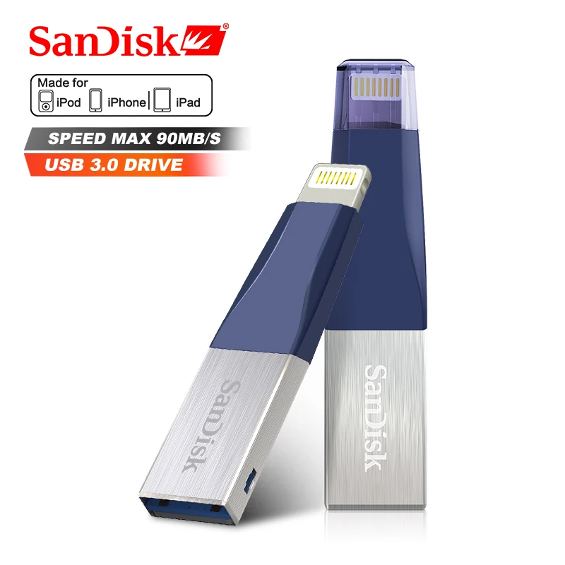 SanDisk USB флеш накопитель iXPand OTG с разъемом Lightning 3 0 256 ГБ 64 Гб 128 MFi для iPhone и iPad SDIX40N|USB