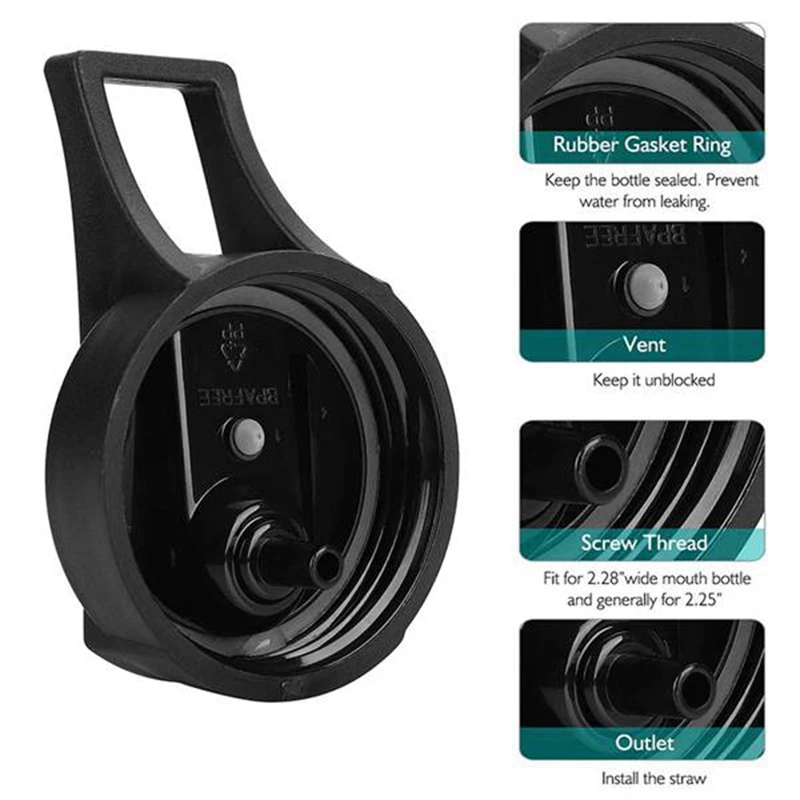 

Straw Lid for Hydro Flask Water Bottle,with Safety Ring and Carabiner,for Most Brands Wide Mouth Sport Water Bottles