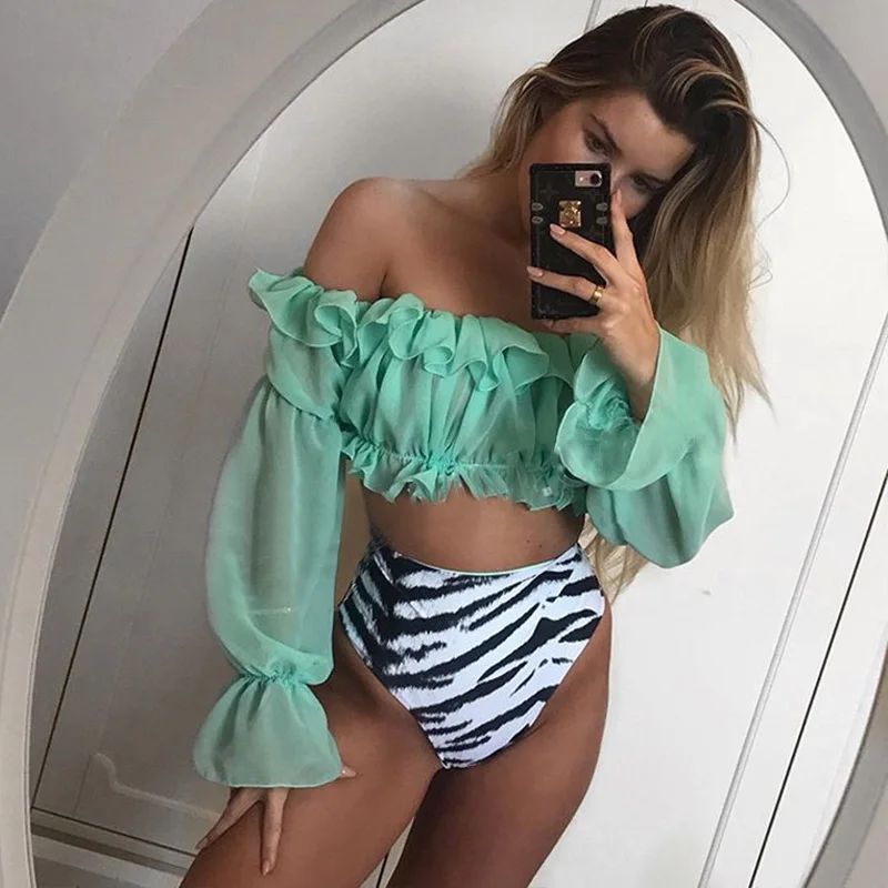 Новинка 2020 кружевной купальник женское сексуальное бикини пуш ап с длинным