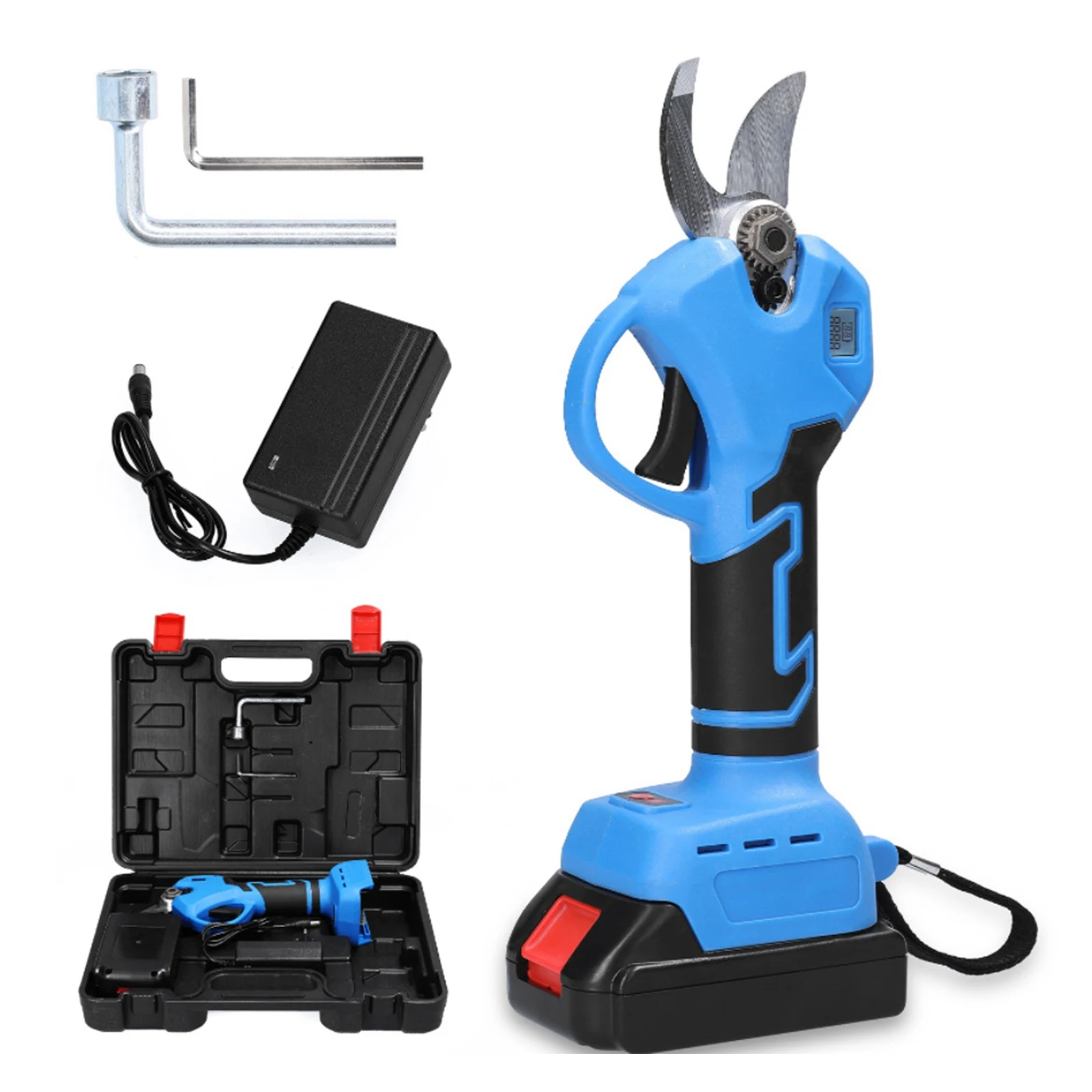 

21V LCD Display Cordless Pruner Lithium-ion Pruning Shear Efficient Elctric Scissors Bonsai Tree Branches Garden Tool