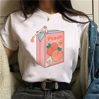 womens t shirt graphic cartoon peach juice japanese rock basic o neck t shirt lady harajuku kawaii pink beautiful summer casual