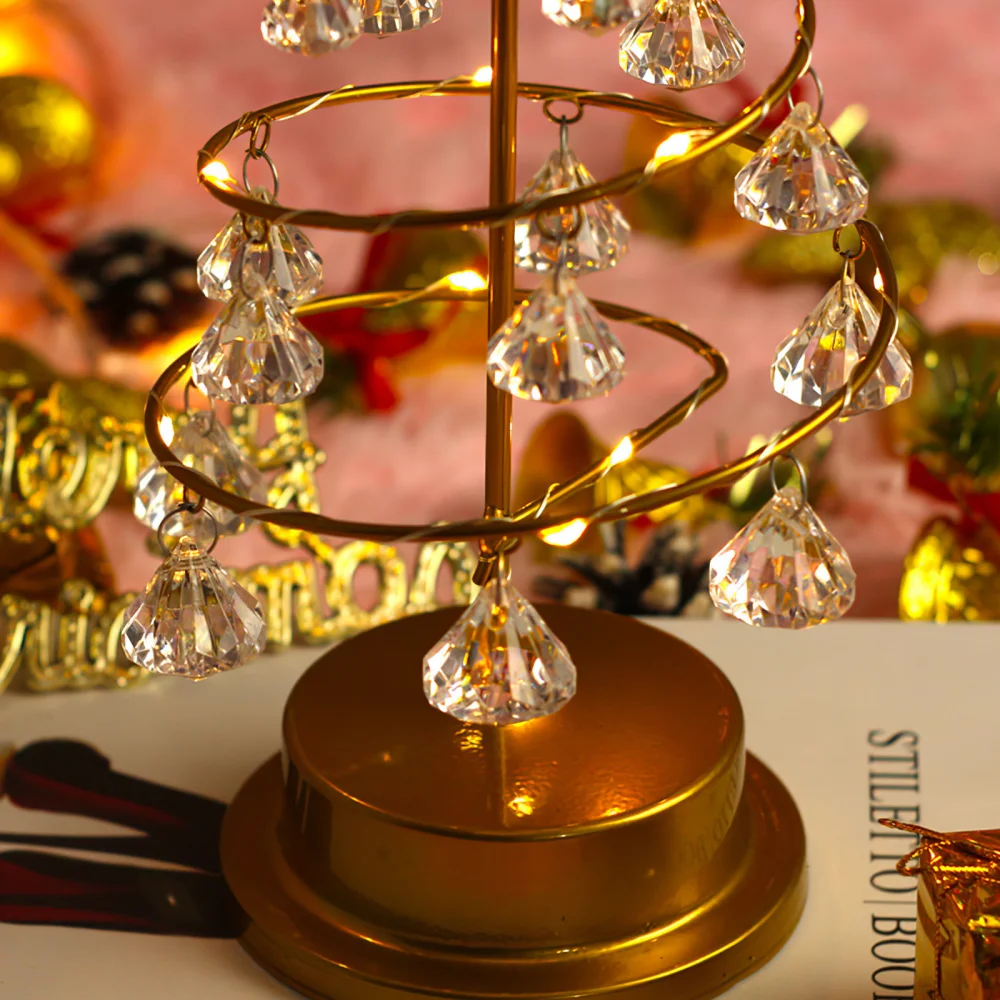 

New Small Table Lamp Colorful Lights LED Copper Lamp Crystal Pendant Tree Lamp Decorate Night Light For Home Bedroom