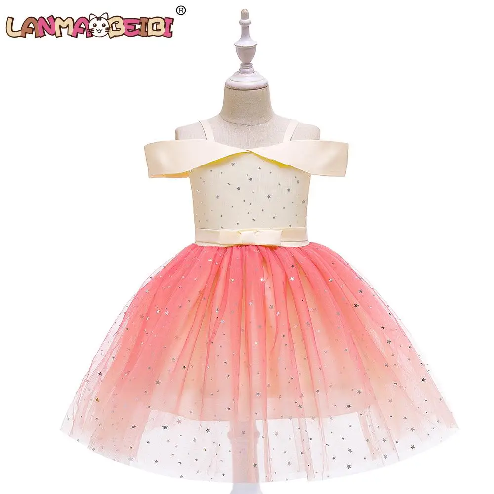 Платья для девочек блестящее женское свадебное платье детское с открытыми