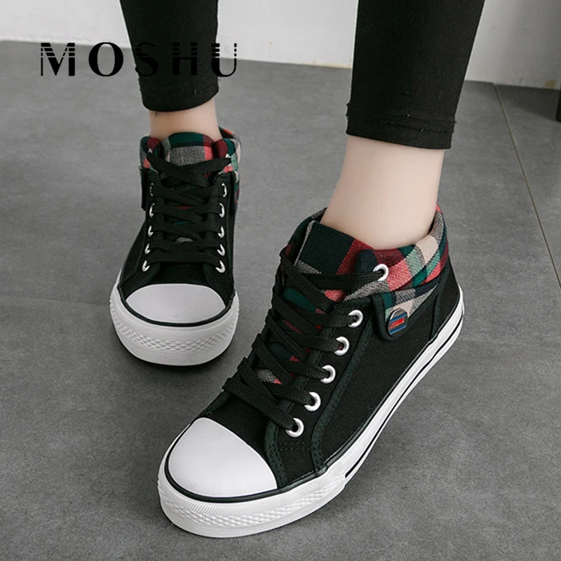 Женские парусиновые кроссовки черные повседневные вулканизированные на