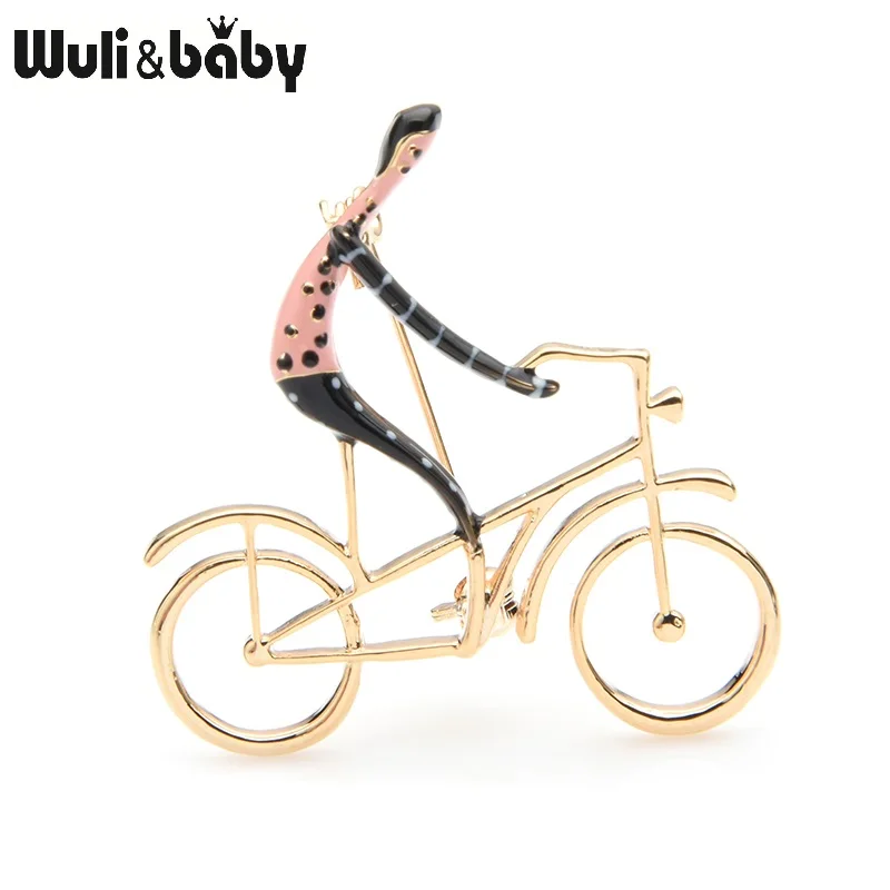 pink Wuli&baby синего и розового цвета для катания на мотоцикле на броши Для женщин Для мужчин сплав эмаль велосипед для спорта, эмаль, брошь с застежкой, подарки - Окраска металла: pink