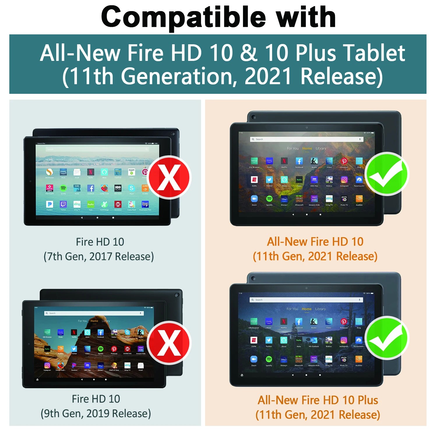 Case Fits All-New Kindle Fire HD 10 & Plus Tablet 11th Generation 2021 Release Slim Folding Stand Cover with Auto Wake/Sleep |