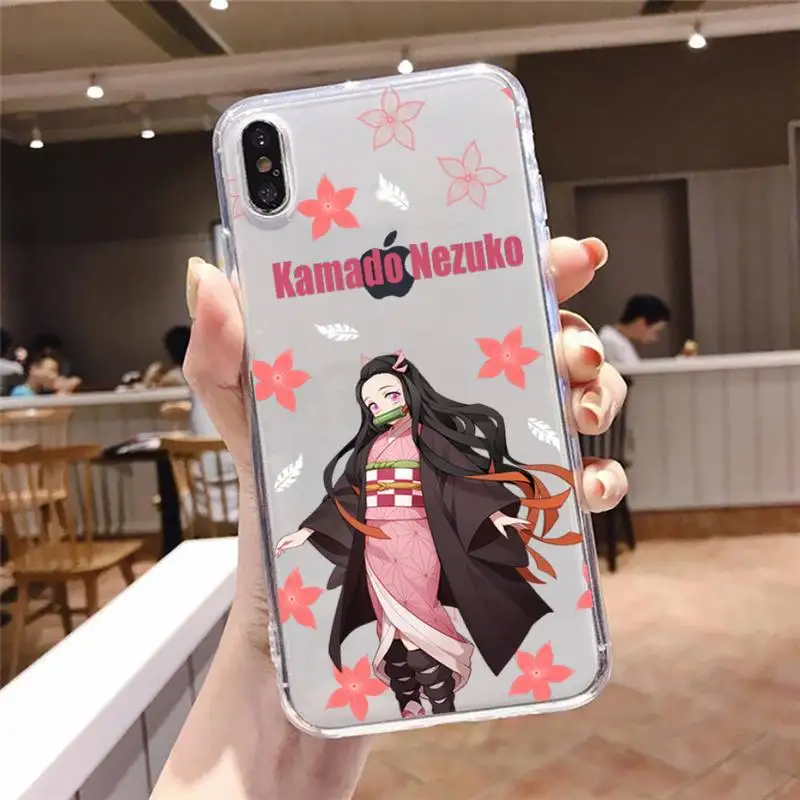 kamado nezuko kimetsu no yaiba demon slayer phone case transparent for iphone se 6 6s 7 8 11 12 13 plus mini x xs xr pro max free global shipping