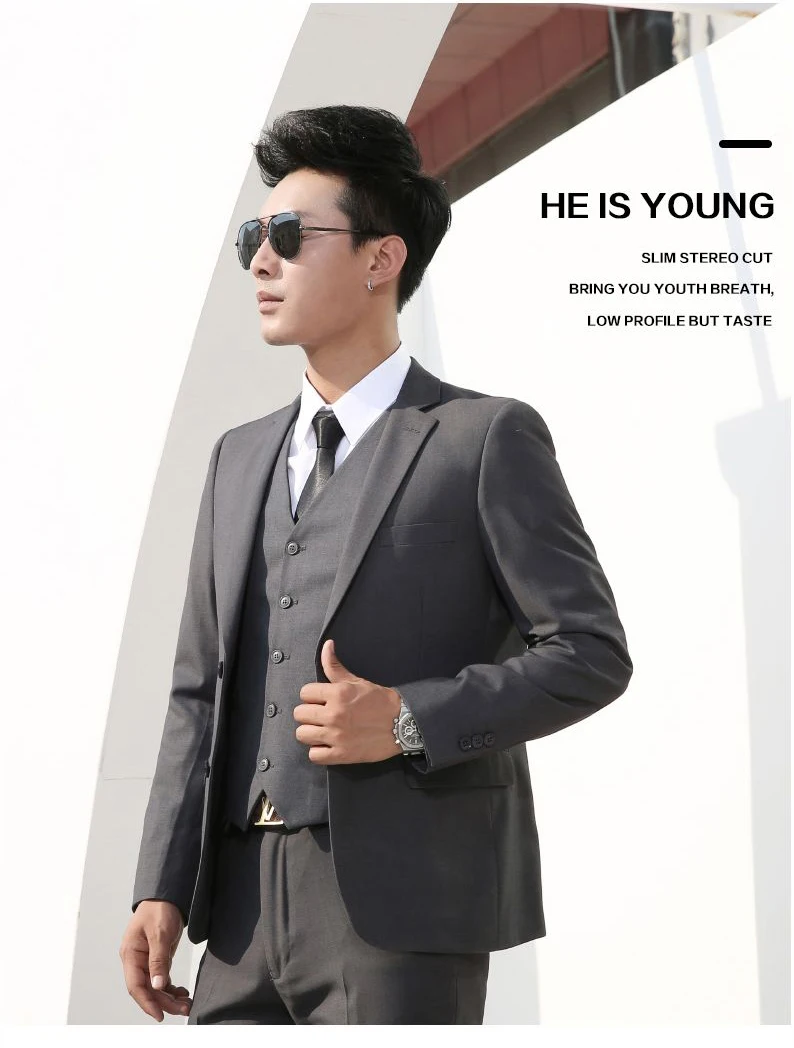 Shenrun Men Suits Slim Business Formal Casual Classic Suit Wedding Groom Party Prom Single Breasted Color Black Gray Navy Blue