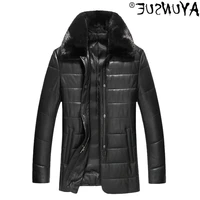 mens authentic jacket winter sheepskin coat mink collar kj3626