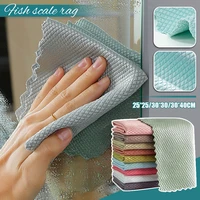 10pc reusable nanoscale streak free cleaning cloths washing dish efficient fish scale wipe cloth kitchen anti grease wiping rags