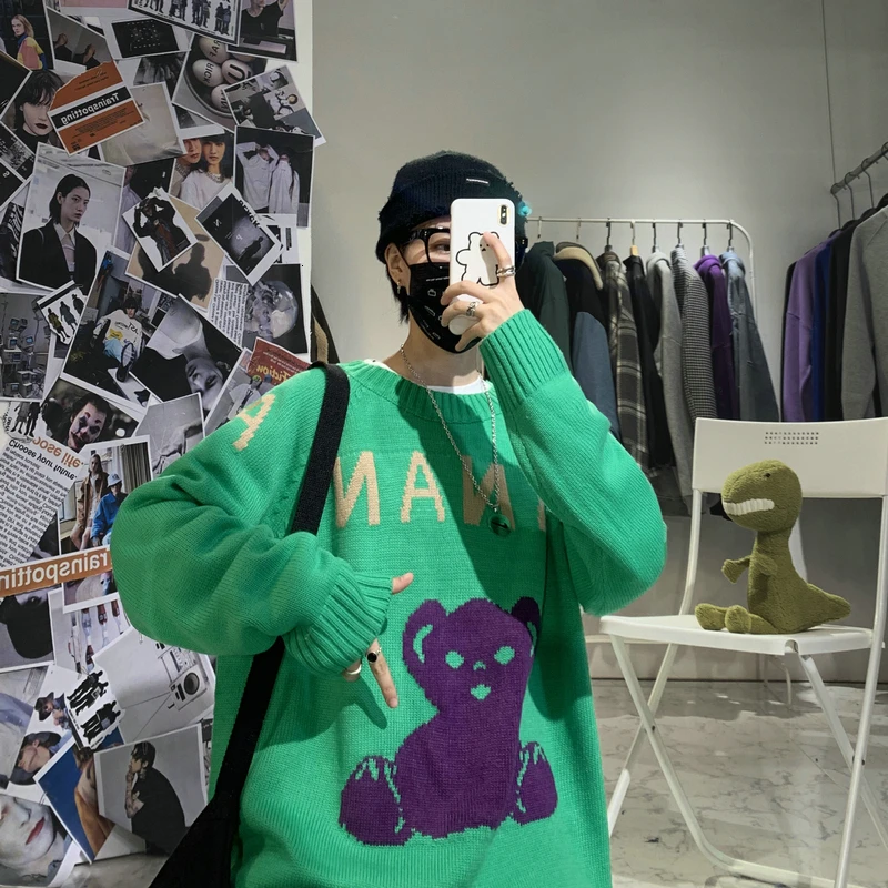 Новинка 2019 большой размер зимний простой популярный мужской свободный свитер в