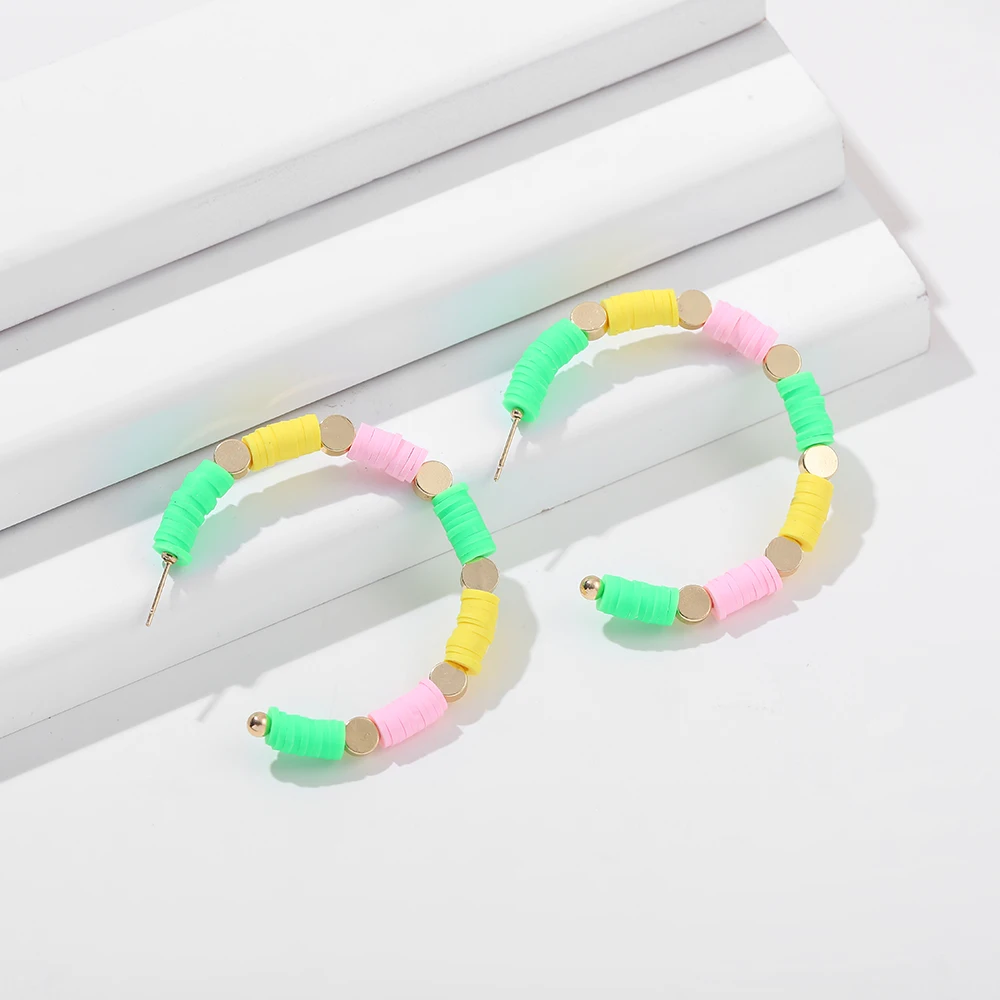 В богемном стиле цветная Полимерная глина Heishi бусинки свисающие серьги для