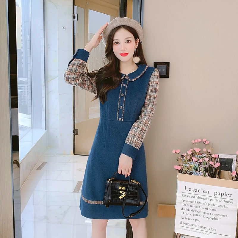 

Женское платье Y2k, одежда 2021, корейская мода, новая осенняя одежда для женщин, готика, кавайная Элегантная Лоскутная одежда с длинным рукавом