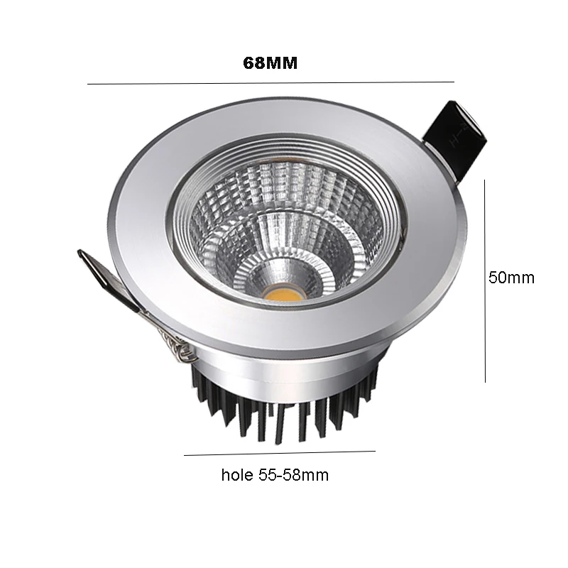 Светодиодный точечный светильник с COB матрицей углубленный потолочный Точечный