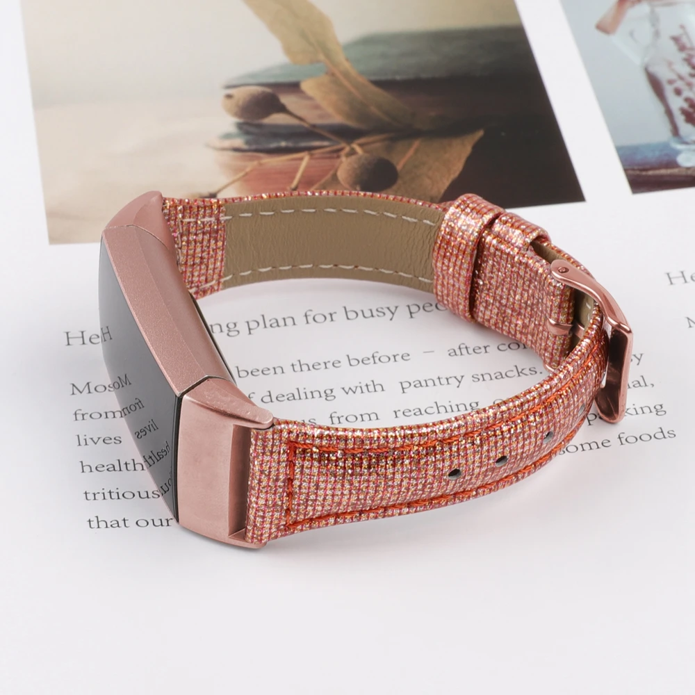 Сменный ремешок для Fitbit Charge 3 блестящий кожаный умных фитнес-часов спортивные