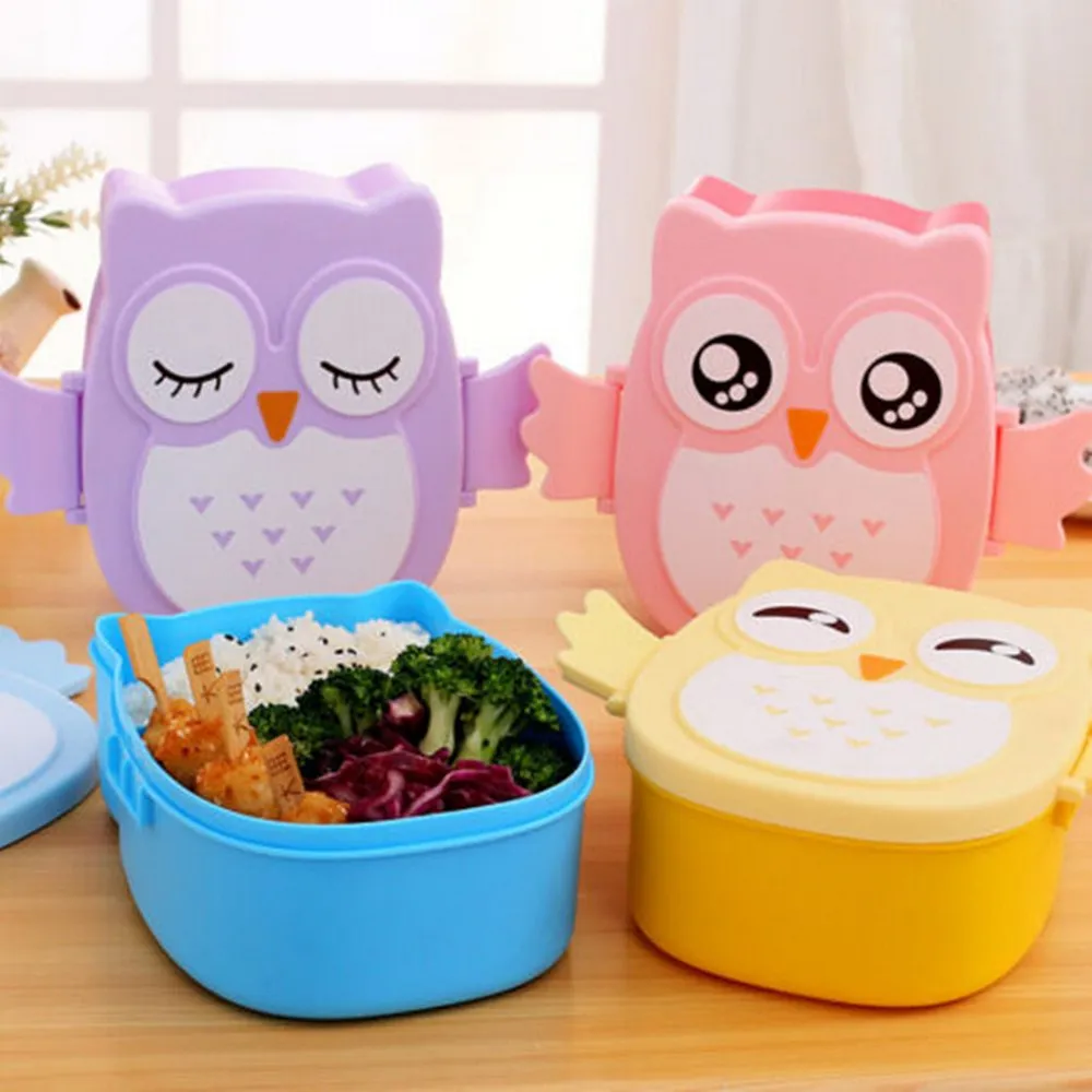 

Lunch Box Food Cartoon Owl Container Storage Box Portable Kids Student Lunch Box Bento Box Container With Compartments Case