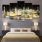 5 панелей, исламская мечеть, город, ночной вид, пейзаж, фотографии, плакаты, настенное искусство, домашний декор, холст, украшение гостиной