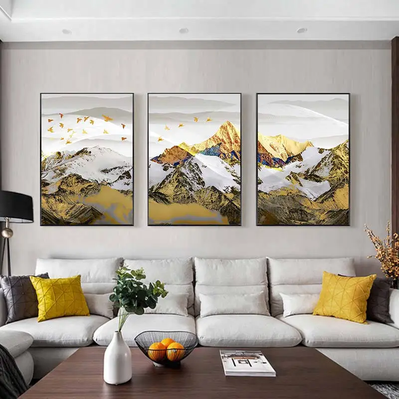Абстрактная картина с изображением Золотой Горы большой постер HD настенное