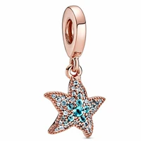 2020 new 925 sterling silver charm rose gold glittering starfish pendant fit pandora women bracelet necklace diy jewelry