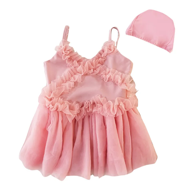 

Summer Swimsuit For Little Girls Beach By The Sea Swim Wear Baby Girls Bikini Ruffle Bathing Suit One Piece Suspenders Swimwear